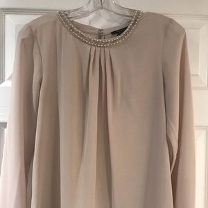 Forever 21 long sleeve blouse crystal embroidery on‎ neck never worn